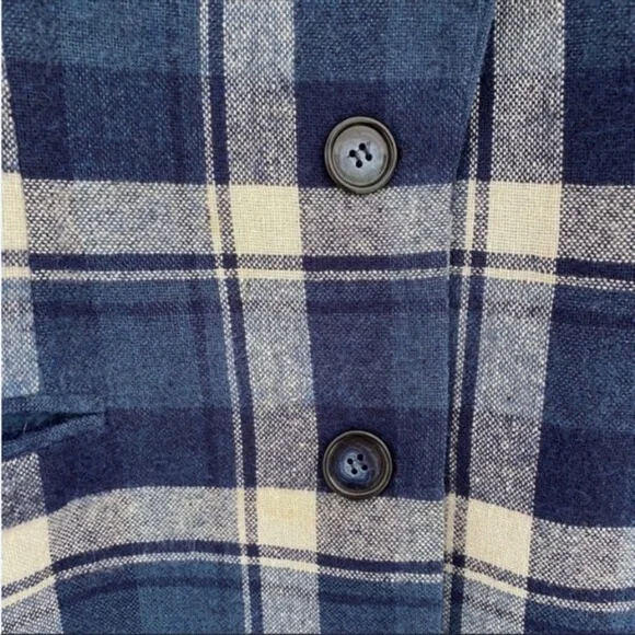 Vintage 90s Wool Blend Blue Plaid Jacket Medium - Picture 9 of 15